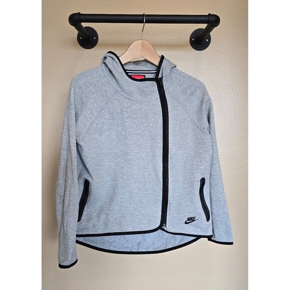Nike Tech Full Zip Hooded Sweatshirt Women's Size Small Gray - Picture 2 of 10